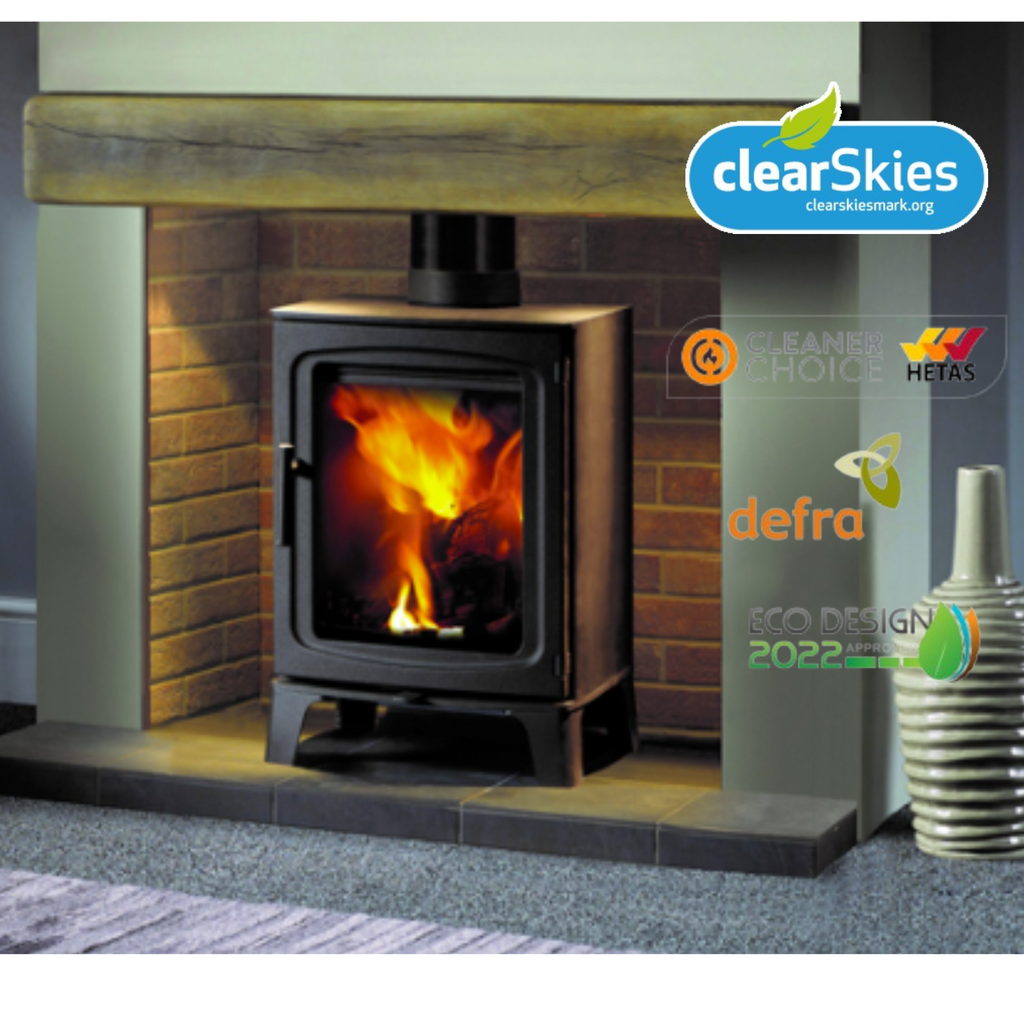 Capital Woodrow 5 Eco Quad Wood Only Stove featuring stylish quad leg set