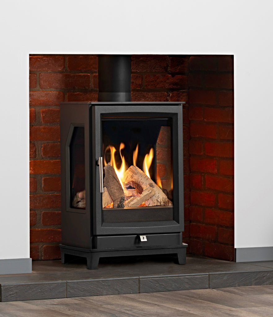 Charlton & Jenrick Paragon Edge 3S CF Gas Stove - Mixed Log Fuel Bed-on compatible stand