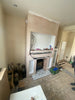 Media wall inspiration - compact fireplace and Carrara marble hearths
