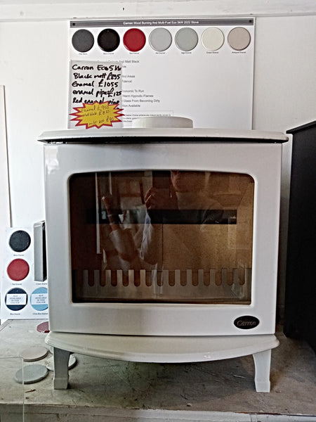 REDUCED Carron 5kW ECO Wood Burning Stove in Gloss Cream Enamel