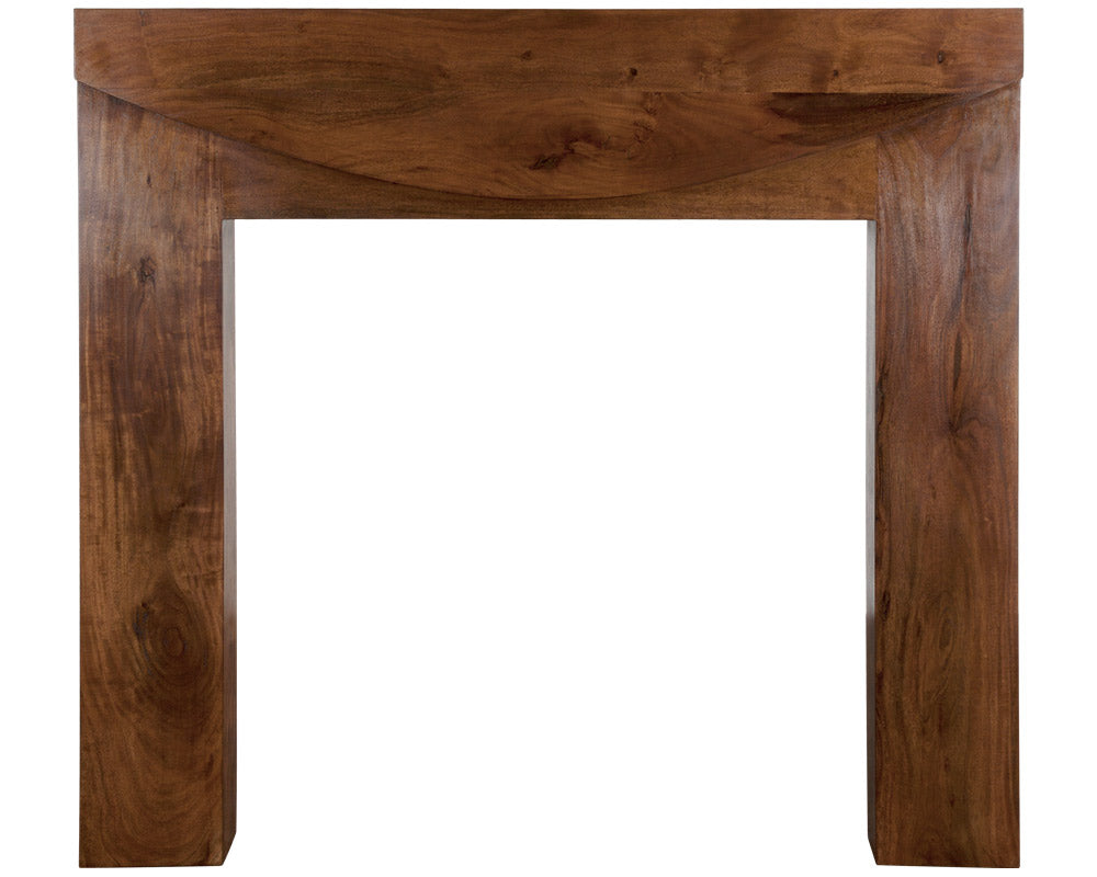 The New Hampshire, an exquisite wood fireplace smooth, the rich lacquered acacia wood finish enhances its understated beauty,