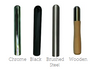 Modular design options Bohemia X multi fuel stove handle options. Chrome is standard
