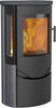 The Lotus Pri 6, modern Danish design with clean and fluid lines, clear glass. Indian Night stone cladding to retain the heat