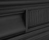 Close up  of the grated rectangular panel separates the inner frame from the mantel, giving the Belgrave an imposing finish