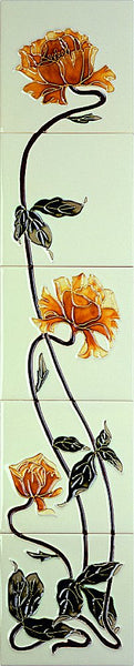 Tube Lined Tiles - Sweeping Rose Collection