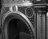The Tweed Combination Victorian style cast iron fireplace, highlighting the majestically framed sunflower detail