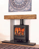 Newman Fireplaces Windermere 5 SE Multi Fuel Stove . Shown with the Widecombe Fire Resistant  Dark Timber Effect Inglebeam Beam