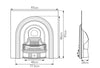 The Technical drawings for the Coleby Highlight Polish Cast Iron Fireplace Insert