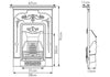 The diensions for the Jasmine Cast Iron Combination Fireplace