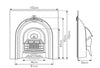Technical drawing for the Prince Cast Iron Fireplace Insert