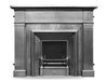 The Royal, a cast iron fireplace insert in a full polish finishwith a traditional Georgian design, featuring a straight-edged structure with a square opening and polished detailing.