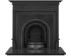 An early Victorian, Scotia  black cast iron fireplace insert has a double archway design, both with wonderfully different designs that compliment each other and curved bars and ash cover.