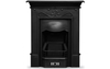 The Tulip Combination cast iron fireplace in the Art Nouveau style. In Graphite Black with a classic tulip  design sits attractively between the canopy and the shelf.