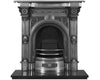 The Tweed Combination Victorian style cast iron fireplace., with outstanding chain link detail that higlights the fireplace's arch, framed majestically with a sunflower detail. In Hand Burnished