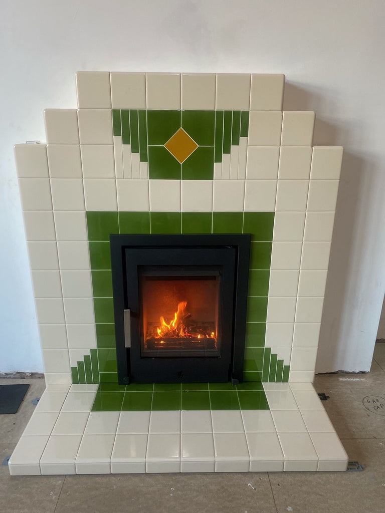 The Wyndham Art Deco Fireplace, Featuring the ACR TenburyT400ECO Inset Multi-fuel stove.