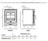Technical drawing of an AGA Ellesmere EC4 Multi-Fuel Stove with dimensions labeled.