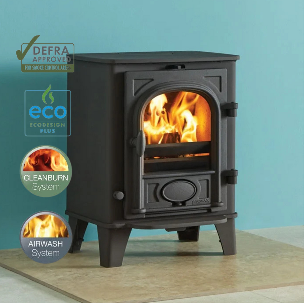 Small and compact stove. The Stockton 3 multifuel and wood burning stove has been specifically designed to fit into a standard British chamber opening of 16