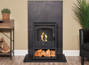 Freestanding OKO S2 Bio Ethanol stove, stylish arched paned glass front window with additional storage for logs and fuel.