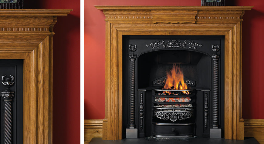 The Stovax Chatworth wood mantle in Rich Oak finish