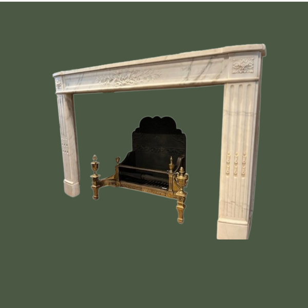 French style Louis XVI 19th century marble surround. Fire basket sold separately.