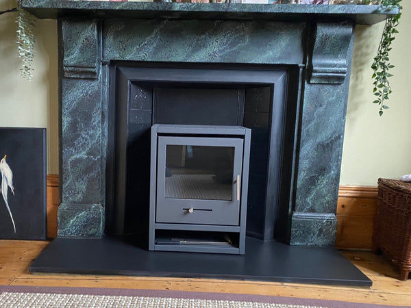Painted slate surround with OKO S1 bioethanol fire