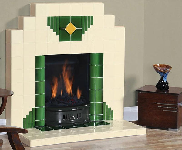 EX DISPLAY The Wyndham Art Deco All Tiled Fireplace